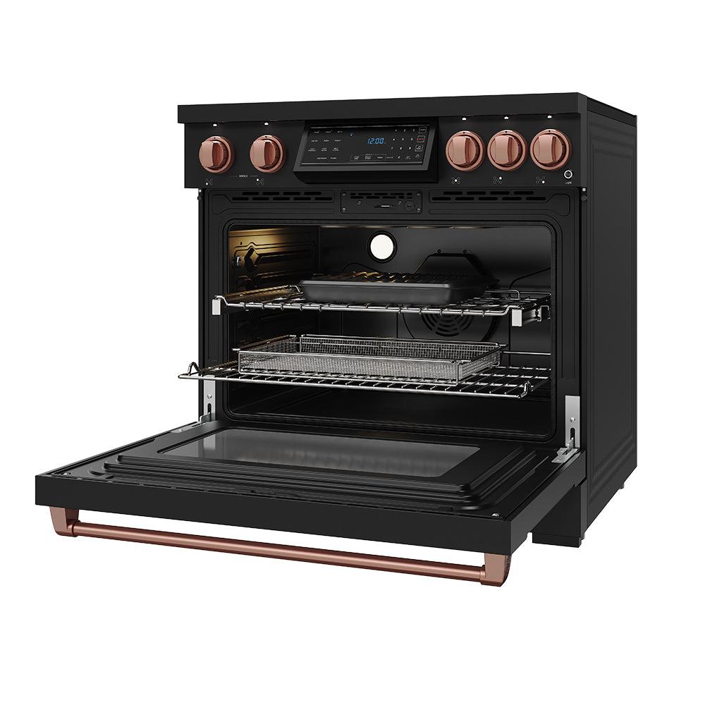 36 Inch Professional Induction Range With Tilt Panel Touch Control In Black and Rose Gold  Gordon Ramsay Series