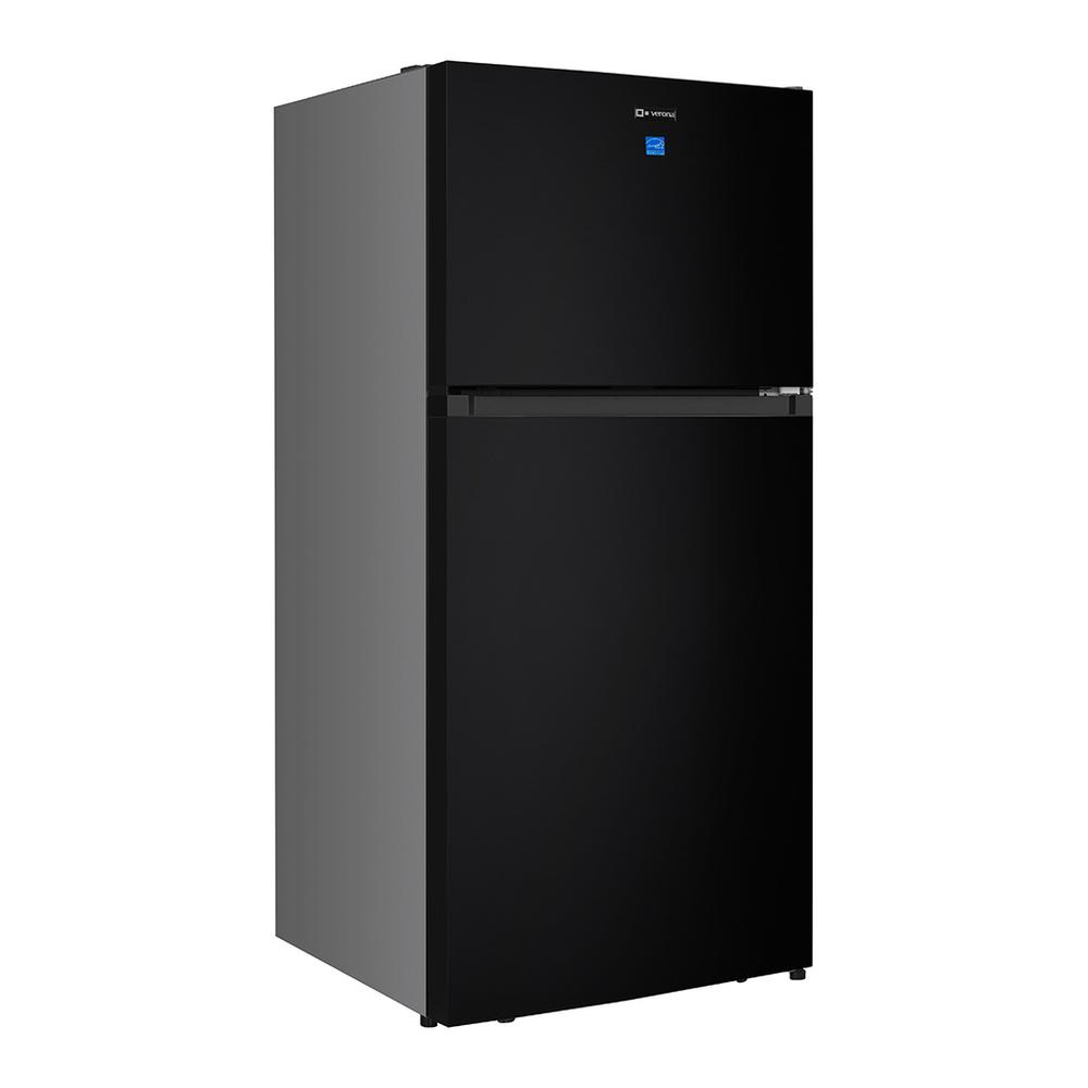 Verona VEFTF3018RBK 30 inch Top Freezer Refrigerator with 18.1 cu. ft. Total Capacity, LED Lighting, Reversible Doors, Gallon Door Storage, Recessed Handle, Energy Star (Black)