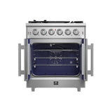 Forno Massimo 30-Inch Freestanding French Door Gas Range, 4 Burners, Convection Oven, Energy Efficient