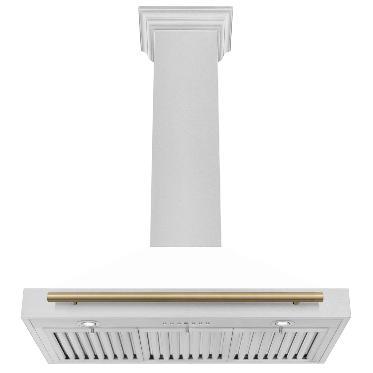 ZLINE 36 in. Autograph Edition Convertible Fingerprint Resistant DuraSnow Stainless Steel Range Hood with White Matte Shell and Champagne Bronze Handle (KB4SNZ-WM36-CB) [Color: Champagne Bronze Accents]