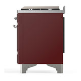 ILVE UMD40FNR3BUCLP Majestic III 40 inch Dual Fuel Range with 6 Burners and Griddle, Dual Function Burner up to 25,000 BTU (Liquid Propane, Triple Glass Door, Burgundy, Chrome)