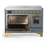 ILVE UMIB48NR3BGG Majestic III 48 inch Induction Range with 6 Elements, 5.02 cu. ft. Total Oven Capacity (Triple Glass Door, Blue Grey, Brass)