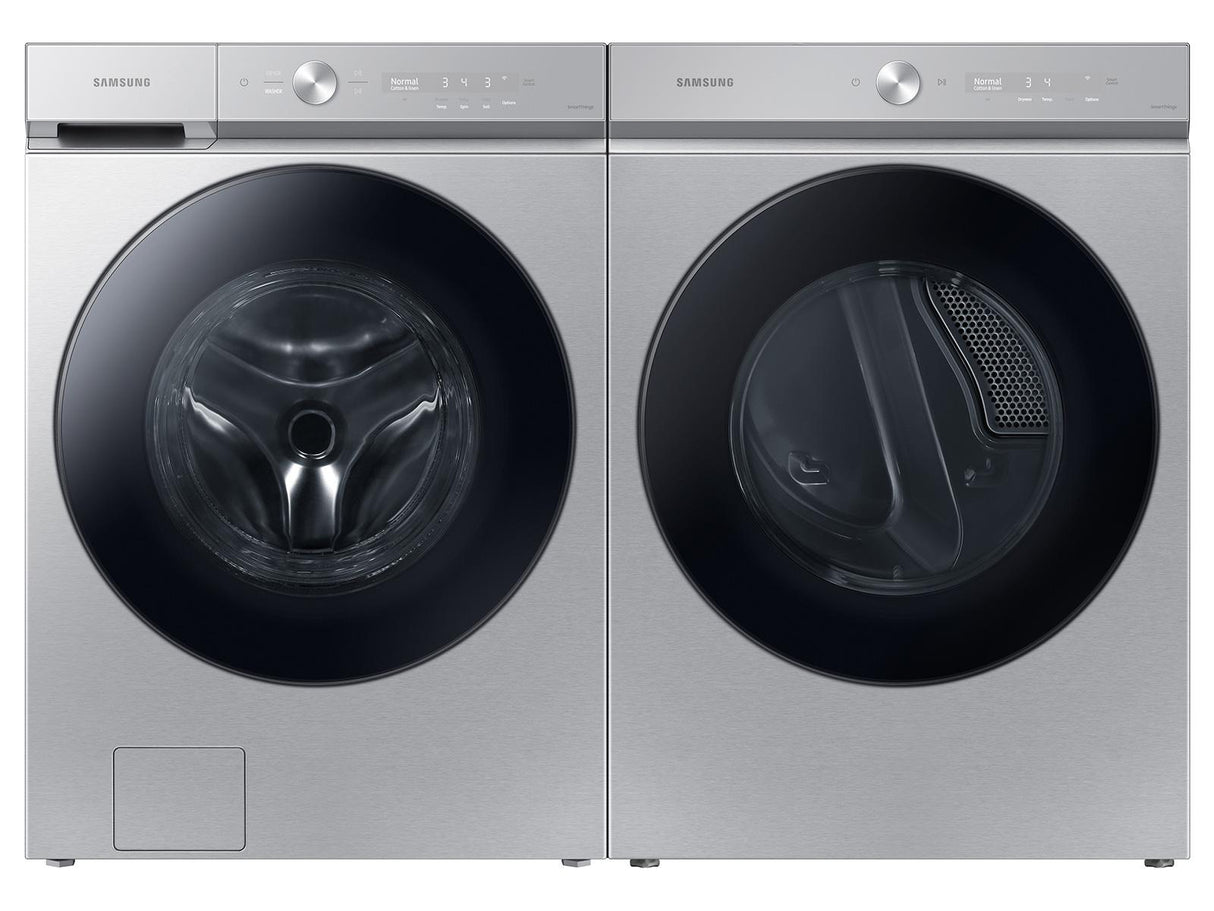 Bespoke 5.3 cu. ft. Ultra Capacity Front Load Washer with Super Speed Wash and AI Smart Dial in Silver Steel