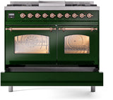 Nostalgie II 40 Inch Dual Fuel Liquid Propane Freestanding Range in Emerald Green with Copper Trim