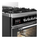 ILVE UM30NR3BKCLP Majestic III 30 inch Dual Fuel Range with 5 Black Brass Burners, Dual Function Burner up to 25,000 BTU (Liquid Propane, Triple Glass Door, Glossy Black, Chrome)