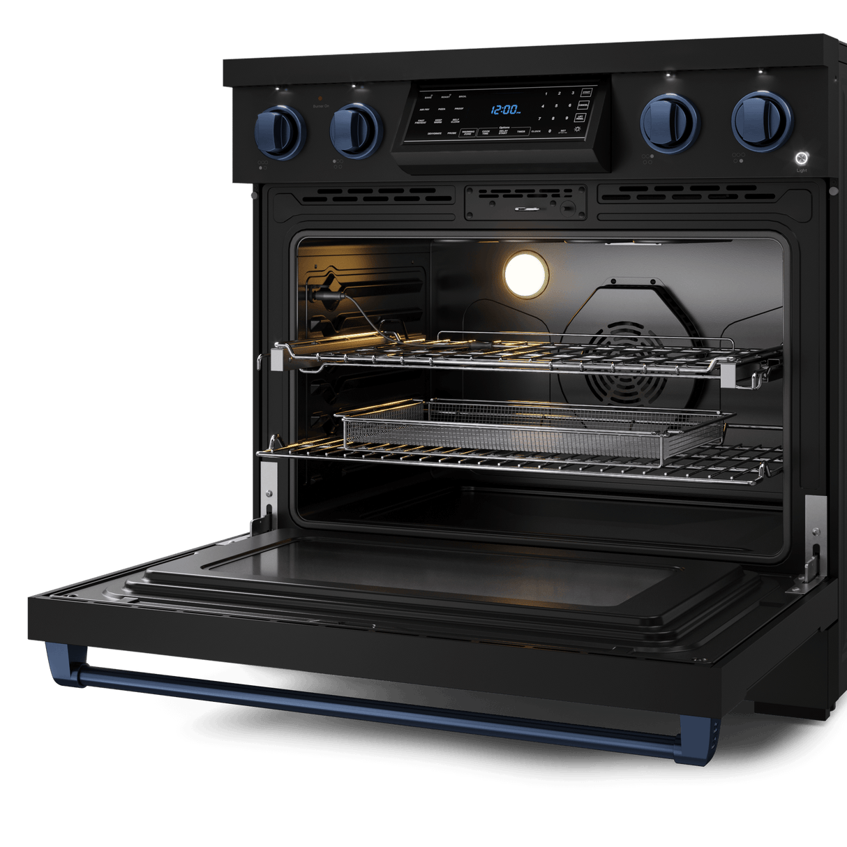 36 Inch Professional Electric Range With Tilt Panel Touch Control In Black/navy Blue  Gordon Ramsay Series