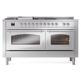 ILVE UN60FSNMPSSCLP Nostalgie II Noblesse 60 inch Dual Fuel Range (7 Sealed Burners + Griddle + French Top, Liquid Propane, Triple Glass Door, Stainless Steel, Chrome)