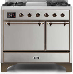 Majestic II 40 Inch Dual Fuel Liquid Propane Freestanding Range in Stainless Steel with Bronze Trim