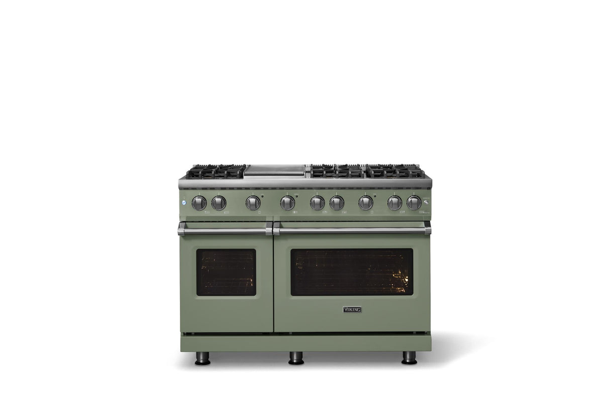 48"W. Sealed Burner Gas Range (Burner: 6g, Finish: Eucalyptus, Trim: Polished Chrome, Fuel: Natural Gas)