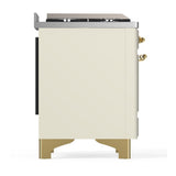 ILVE UMD40FNR3AWG Majestic III 40 inch Dual Fuel Range with 6 Burners and Griddle, Dual Function Burner up to 25,000 BTU (Natural Gas, Triple Glass Door, Antique White, Brass)