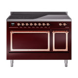 ILVE UNI486QNMPBUP Nostalgie II Noblesse 48 inch Induction Range (Solid Door, Burgundy, Copper)
