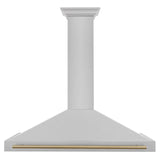ZLINE 48 in. Autograph Edition Convertible Fingerprint Resistant DuraSnow Stainless Steel Range Hood with Champagne Bronze Handle (KB4SNZ-48-CB) [Color: Champagne Bronze Accents]