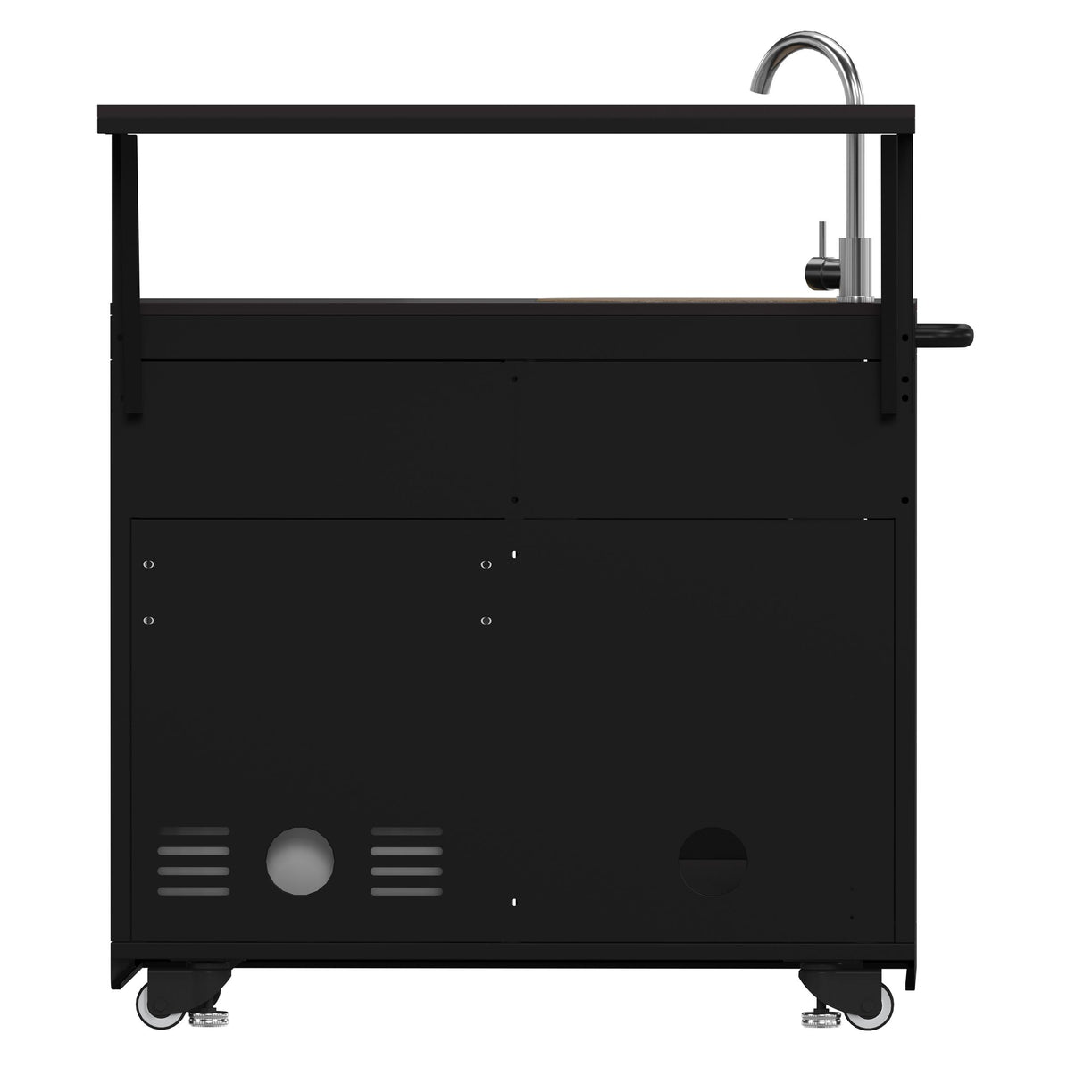 Forno All Aperto 62,600 BTU BBQ, 3 Stainless Steel Burners, Infrared Burners, Sink Module, Black Sintered Stone Countertops, Bar and Beverage Center