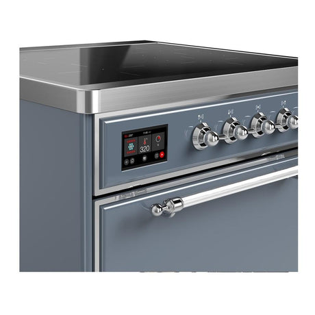 ILVE UMIB30QNR3BGC Majestic III 30 inch Induction Range with 4 Elements, 4 cu. ft. Oven Capacity (Solid Door, Blue Grey, Chrome)