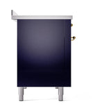 ILVE UNI486QNMPMBG Nostalgie II Noblesse 48 inch Induction Range (Solid Door, Midnight Blue, Brass)