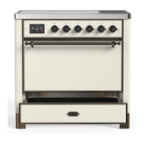 ILVE UMIB36QNR3AWB Majestic III 36 inch Induction Range with 6 Elements, 3.5 cu. ft. Total Oven Capacity (Solid Door, Antique White, Burnished)