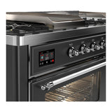 ILVE UM60FSNR3MGC Majestic III 60 inch Dual Fuel Range with 7 Burners, Griddle and French Top, Dual Function Burner with up to 25,000 BTU (Natural Gas, Triple Glass Door, Graphite Matte, Chrome)
