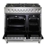 Verona VUFSGG365DSS 36 inch Ultima Collection Double Oven Gas Range with 5 Brass Burners, 4.1 cu. ft. Oven Total Capacity