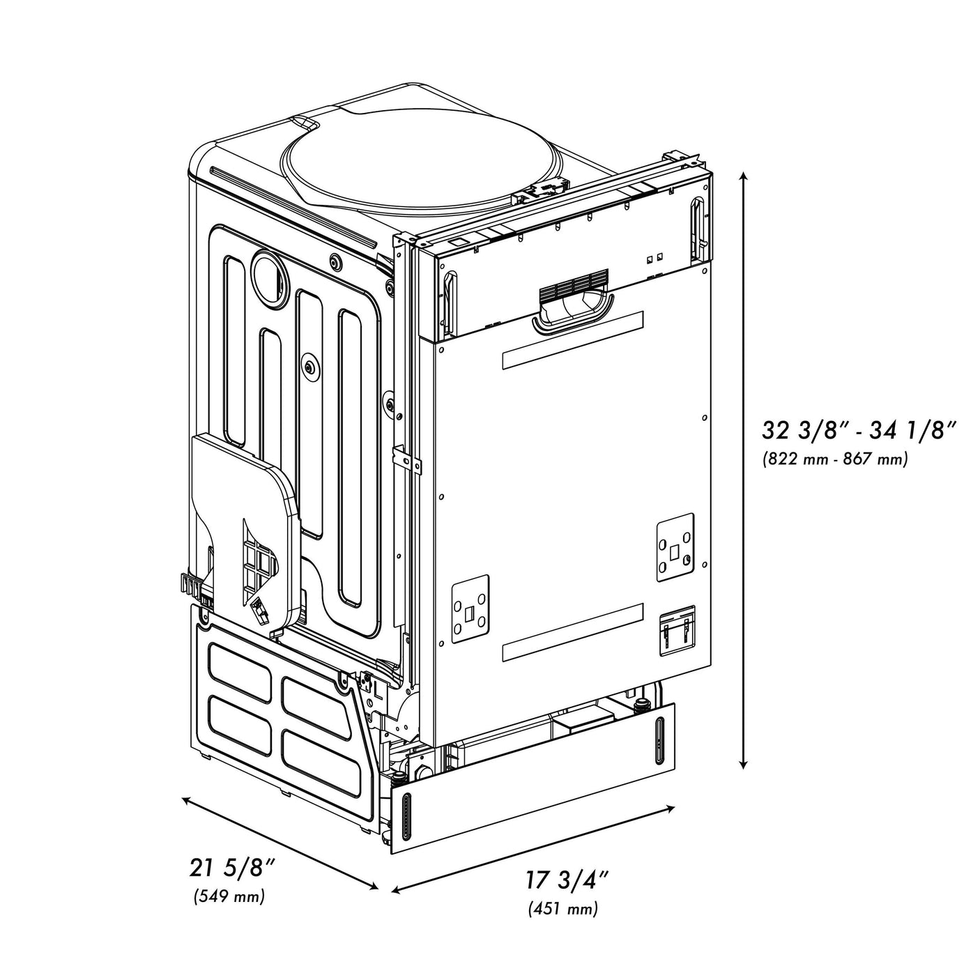 ZLINE 18 in. Compact Panel Ready Top Control Dishwasher with Stainless Steel Tub, 54dBa (DW7714-18)