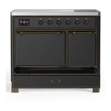 ILVE UMDIB40QNR3MGB Majestic III 40 inch Induction Range with 6 Elements, 3.82 cu. ft. Total Oven Capacity (Solid Door, Graphite Matte, Burnished)