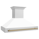 ZLINE 48 in. Autograph Edition Stainless Steel Range Hood with White Matte Shell and Handle (8654STZ-WM48) [Color: Champagne Bronze]