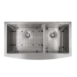 ZLINE 36 in. Courchevel Farmhouse Apron Mount Double Bowl Stainless Steel Kitchen Sink with Bottom Grid (SA60D-36)