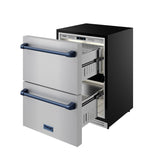 24 Inch Undercounter Built-in or Freestanding Drawer Refrigerator - Stainless Steel/blue  Gordon Ramsay Series