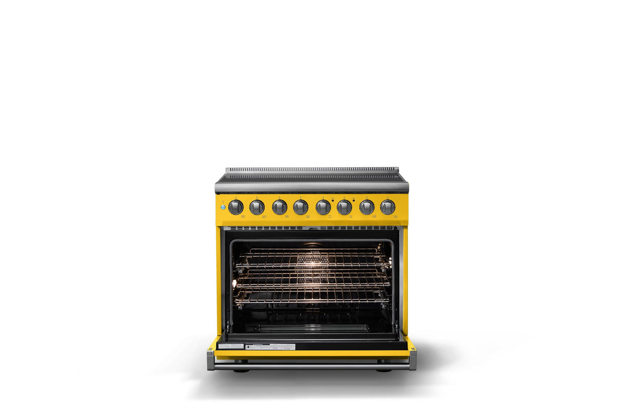 36"W. Induction Range (Finish: Daffodil, Trim: Polished Chrome)