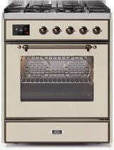 Majestic II 30 Inch Dual Fuel Liquid Propane Freestanding Range in Antique White with Bronze Trim
