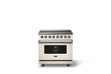 36"W. Induction Range (Finish: Pure White, Trim: Polished Chrome)