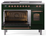 Nostalgie II 48 Inch Dual Fuel Natural Gas Freestanding Range in Emerald Green with Copper Trim