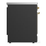 ILVE UMIB30QNR3MGG Majestic III 30 inch Induction Range with 4 Elements, 4 cu. ft. Oven Capacity (Solid Door, Graphite Matte, Brass)