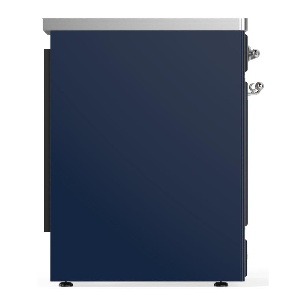 ILVE UMIB30NR3MBC Majestic III 30 inch Induction Range with 4 Elements, 4 cu. ft. Oven Capacity (Triple Glass Door, Midnight Blue, Chrome)
