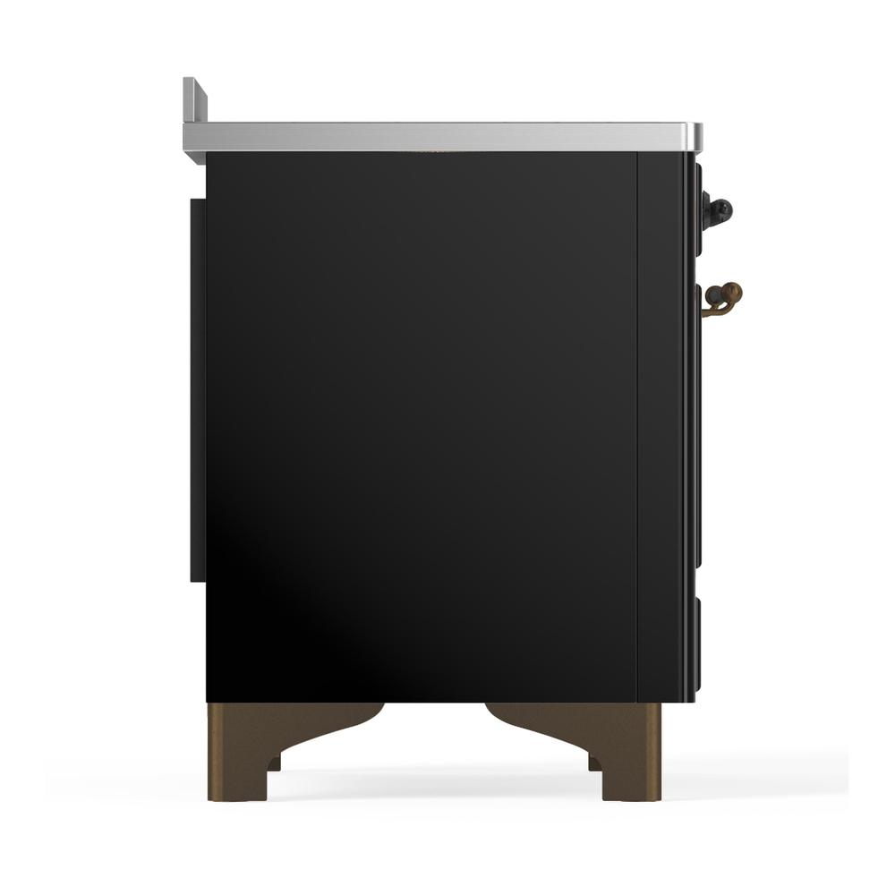 ILVE UMIB48NR3BKB Majestic III 48 inch Induction Range with 6 Elements, 5.02 cu. ft. Total Oven Capacity (Triple Glass Door, Glossy Black, Burnished)