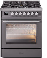 Professional Plus II 30 Inch Dual Fuel Natural Gas Freestanding Range in Matte Graphite with Trim