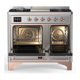 ILVE UMD40FQNR3SSP Majestic III 40 inch Dual Fuel Range with 6 Burners and Griddle, Dual Function Burner up to 25,000 BTU (Natural Gas, Solid Door, Stainless Steel, Copper)