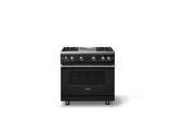 36"W. Sealed Burner Gas Range (Burner: 4g, Finish: Onyx, Trim: Polished Chrome, Fuel: Natural Gas)