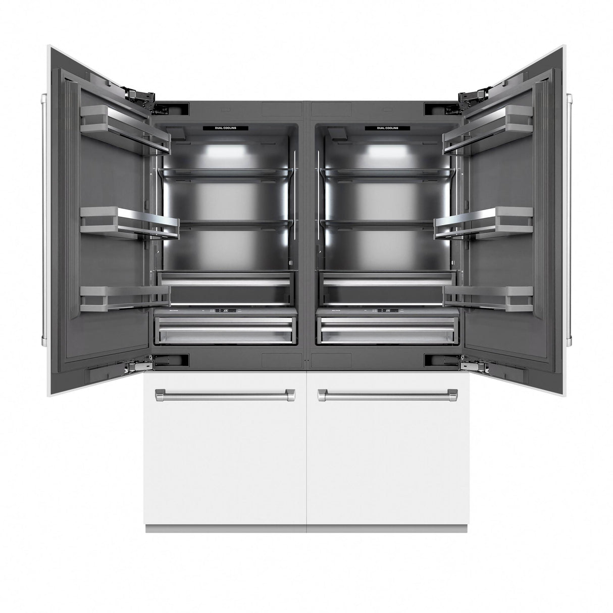ZLINE 60 in. 32.2 cu. ft. French Door Built-In Bottom Freezer Refrigerator with Water Dispensers and Ice Makers in White Matte with Graphite Gray Interior (GRBIV-WM-60)
