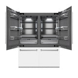 ZLINE 60 in. 32.2 cu. ft. French Door Built-In Bottom Freezer Refrigerator with Water Dispensers and Ice Makers in White Matte with Graphite Gray Interior (GRBIV-WM-60)
