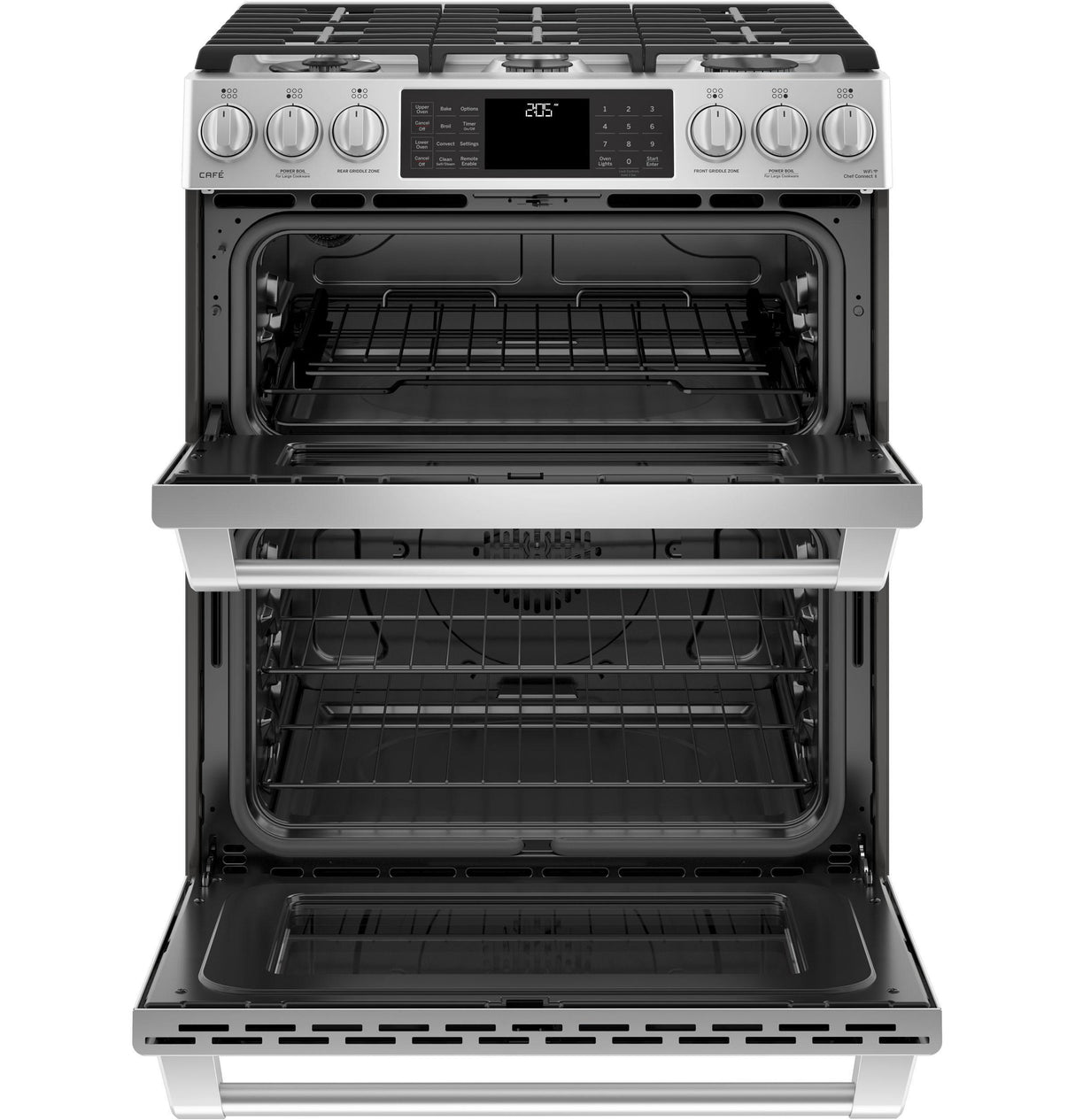 GE Cafe™ Series 30" Slide-In Front Control Dual-Fuel Double Oven with Convection Range