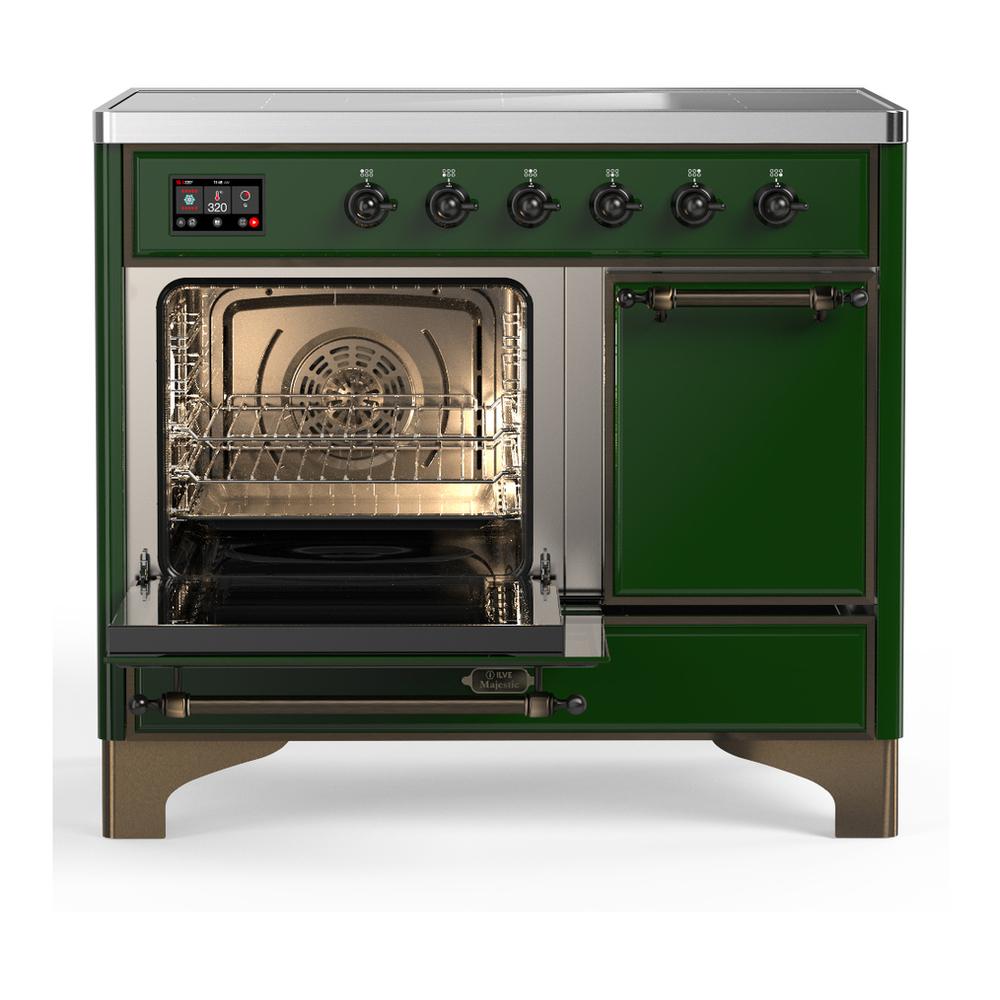 ILVE UMDIB40QNR3EGB Majestic III 40 inch Induction Range with 6 Elements, 3.82 cu. ft. Total Oven Capacity (Solid Door, Emerald Green, Burnished)