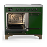 ILVE UMDIB40QNR3EGB Majestic III 40 inch Induction Range with 6 Elements, 3.82 cu. ft. Total Oven Capacity (Solid Door, Emerald Green, Burnished)