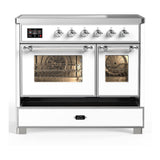 ILVE UMDIB40NR3WHC Majestic III 40 inch Induction Range with 6 Elements, 3.82 cu. ft. Total Oven Capacity (Triple Glass Door, White, Chrome)