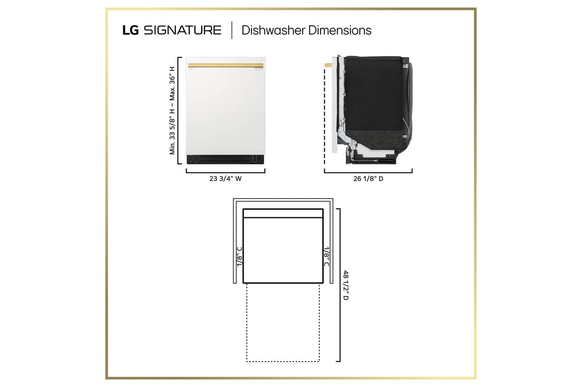 LG SIGNATURE FlushFit™ 24 Inch 39 dBA Dishwasher with 1-Hour Wash & Dry, QuadWash® Pro, and Dynamic Heat Dry™ with AutoVent™ Dry
