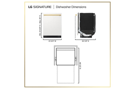 LG SIGNATURE FlushFit™ 24 Inch 39 dBA Dishwasher with 1-Hour Wash & Dry, QuadWash® Pro, and Dynamic Heat Dry™ with AutoVent™ Dry