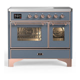 ILVE UMDIB40NR3BGP Majestic III 40 inch Induction Range with 6 Elements, 3.82 cu. ft. Total Oven Capacity (Triple Glass Door, Blue Grey, Copper)