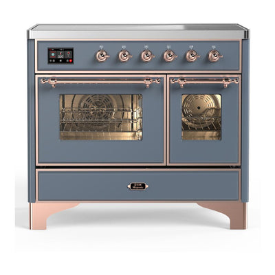 ILVE UMDIB40NR3BGP Majestic III 40 inch Induction Range with 6 Elements, 3.82 cu. ft. Total Oven Capacity (Triple Glass Door, Blue Grey, Copper)