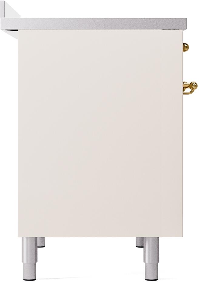 Nostalgie II 40 Inch Electric Freestanding Range in Antique White with Brass Trim