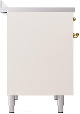 Nostalgie II 40 Inch Electric Freestanding Range in Antique White with Brass Trim
