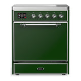 ILVE UMIB30QNR3EGC Majestic III 30 inch Induction Range with 4 Elements, 4 cu. ft. Oven Capacity (Solid Door, Emerald Green, Chrome)